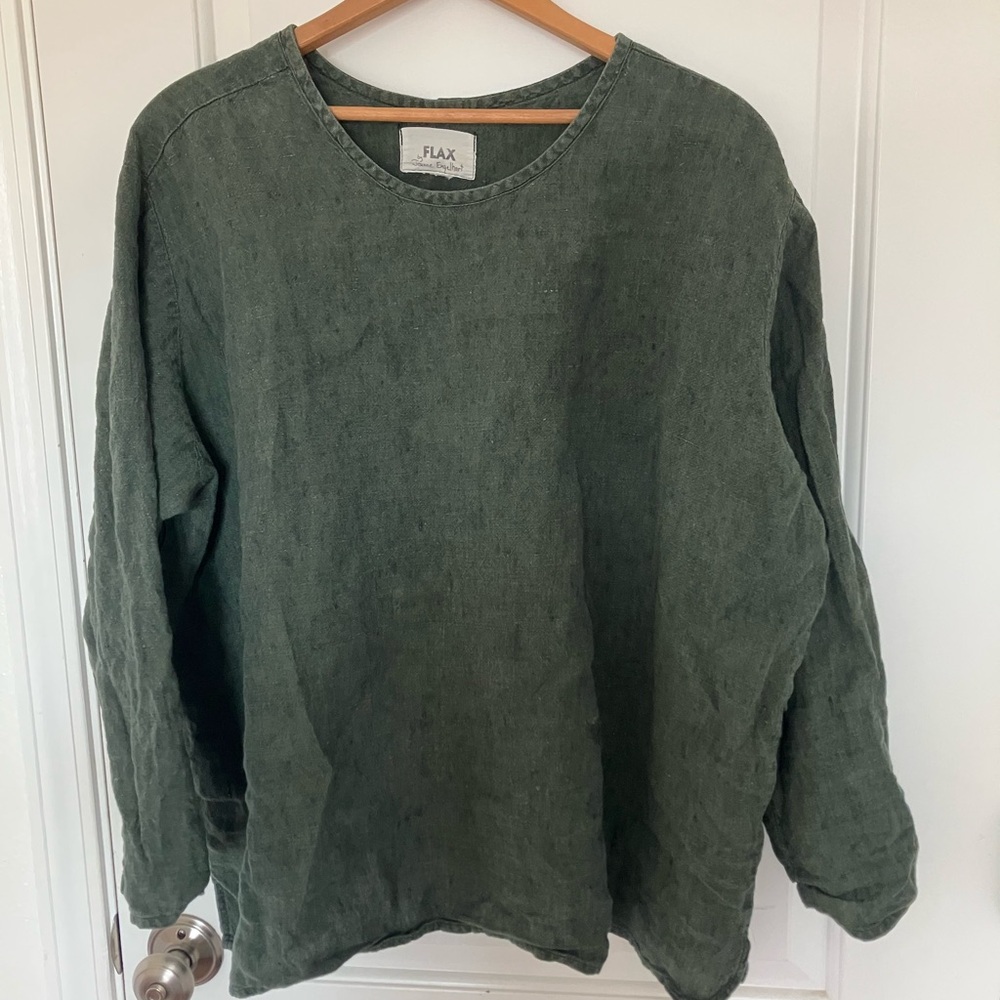 Flax Green Long Sleeve Tee Soft Casual Comfort